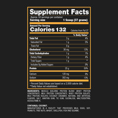 BPI Whey HD nutrition label highlighting 25g protein per serving