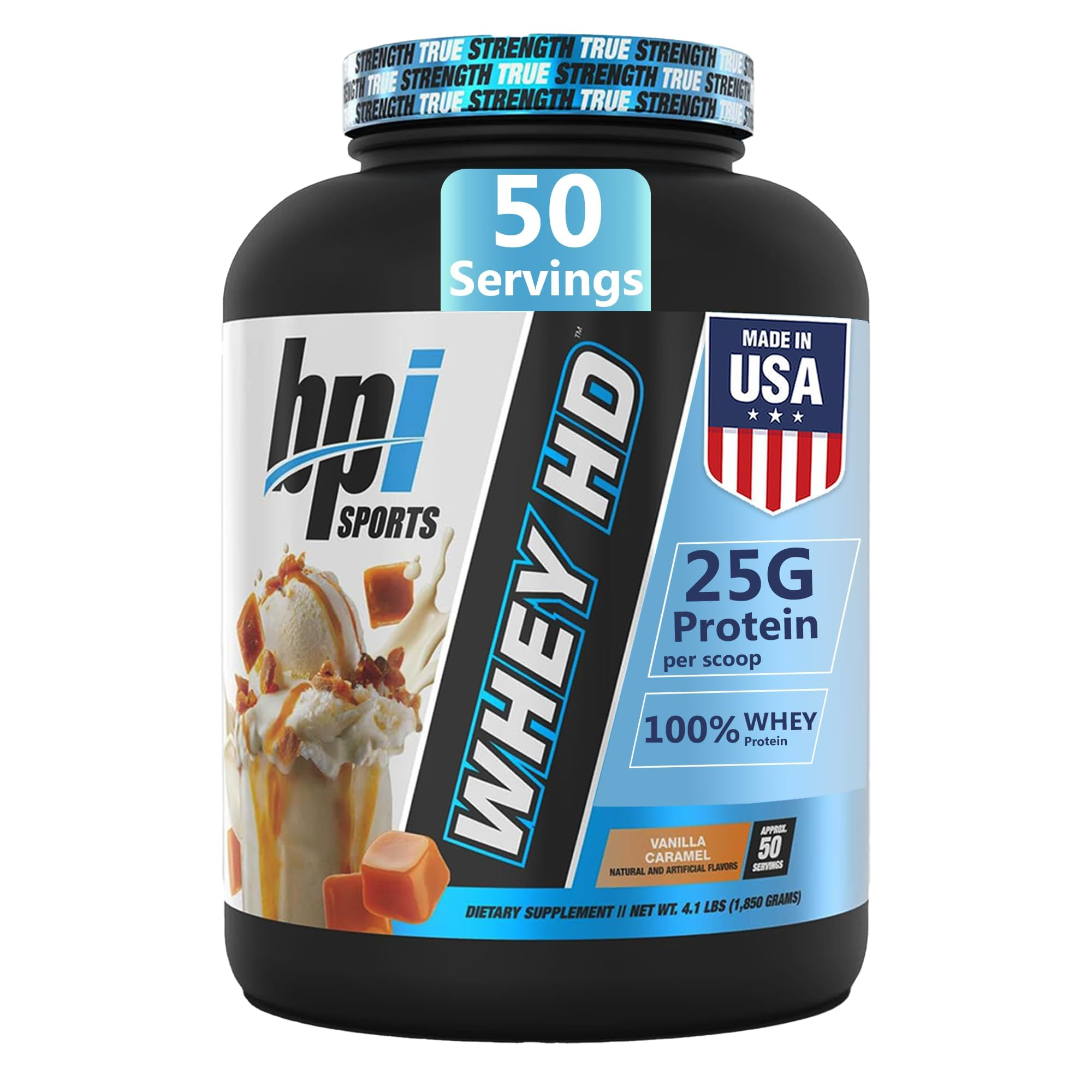 BPI Sports Whey HD scoop pouring into a shaker, post-workout protein option.