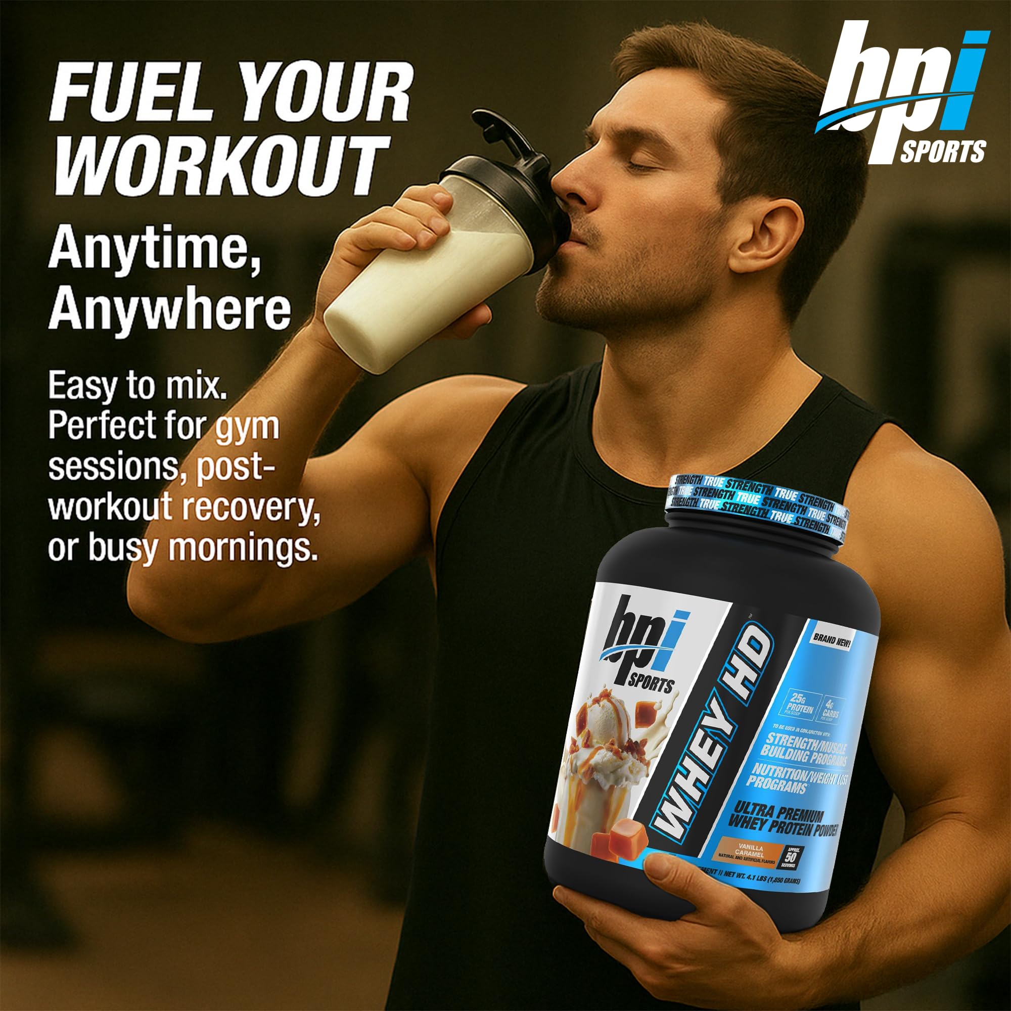 BPI Sports Whey HD shaker bottle ready for a mixed shake.