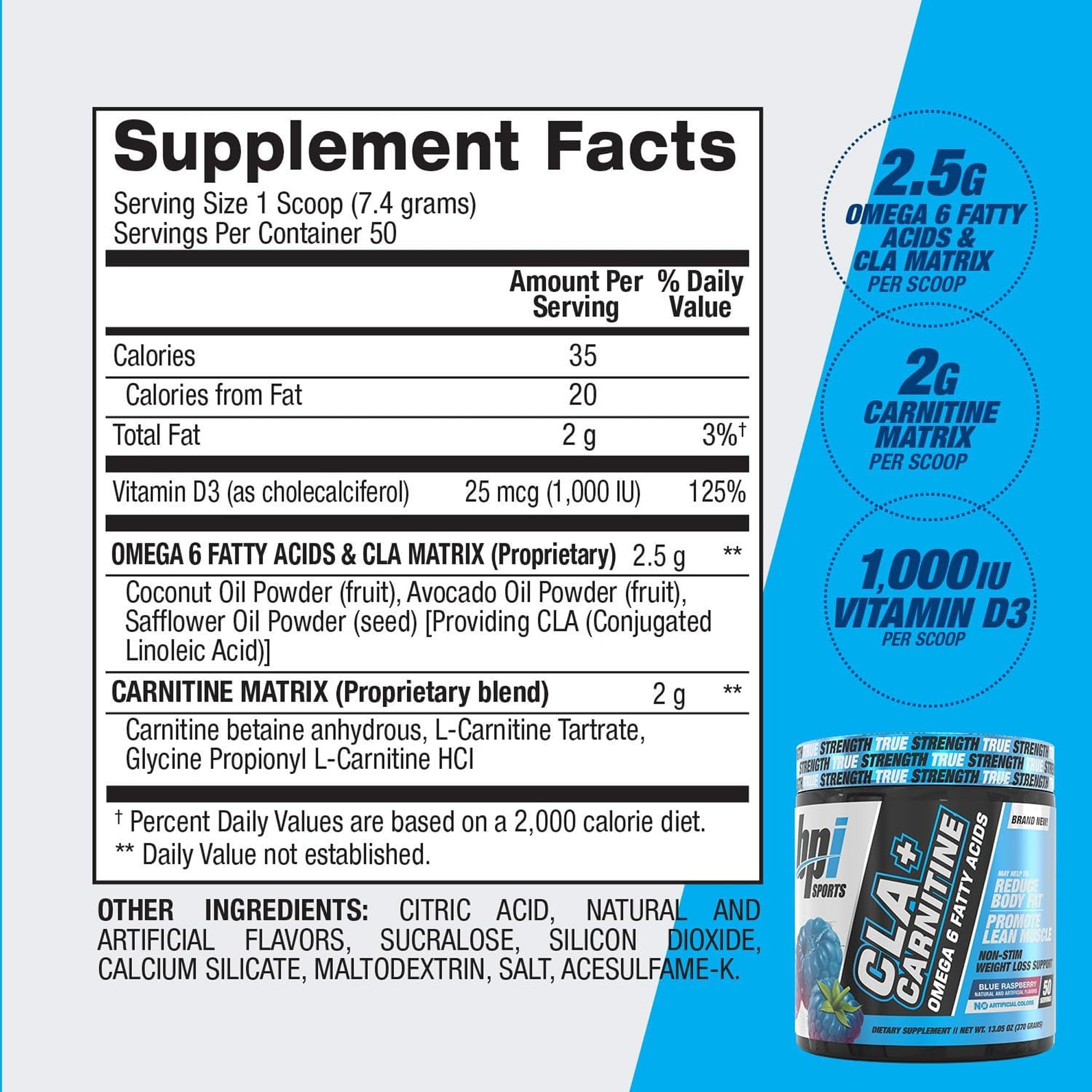 Capsules ready for easy, caffeine-free daily use with BPI CLA+Carnitine.