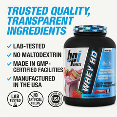 Milk being added to a BPI Whey HD shake in a shaker