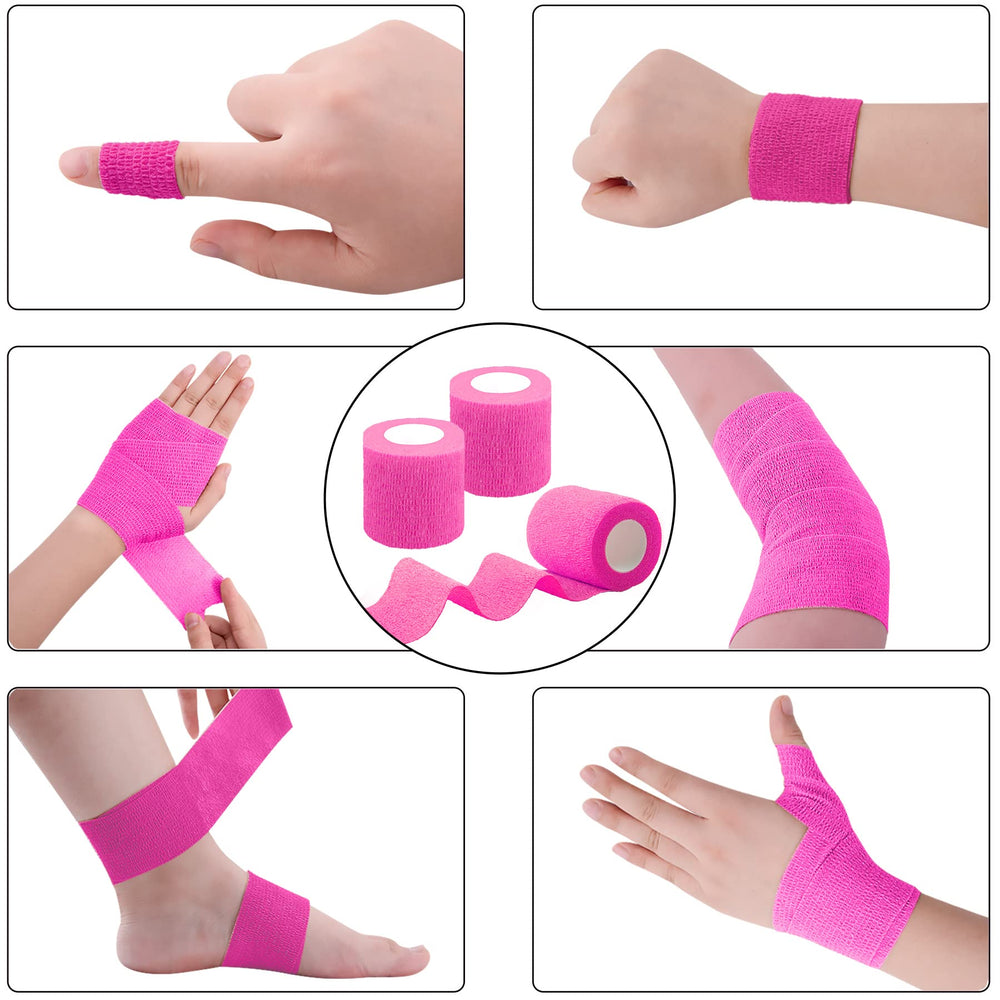 BQTQ pink bandage wrap supports elbow and knee during activity.
