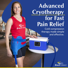 Brace Direct BlueIce therapy pad closeup demonstrates adaptable coverage for joints.