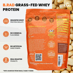 Brad grass-fed whey isolate scoop showing 95% purity for clean nutrition