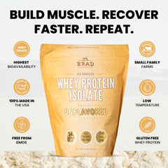 B.rad whey isolate micro-filtered process close-up suggests high-quality processing