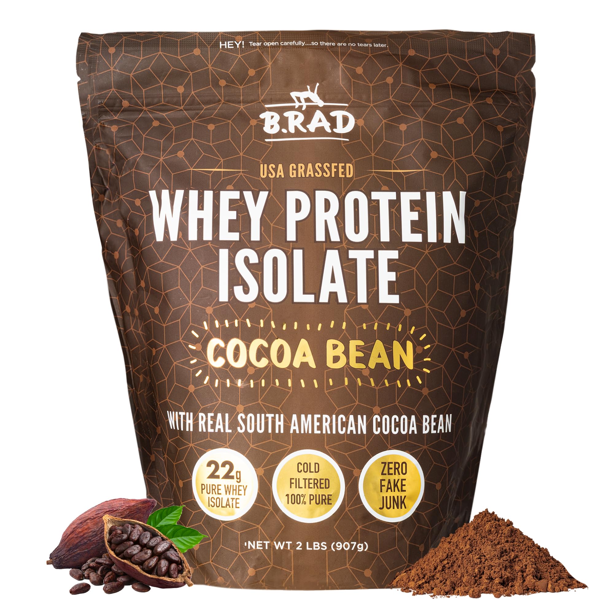 B.rad Grass-Fed Whey Isolate pouch highlights premium purity for clean shakes.