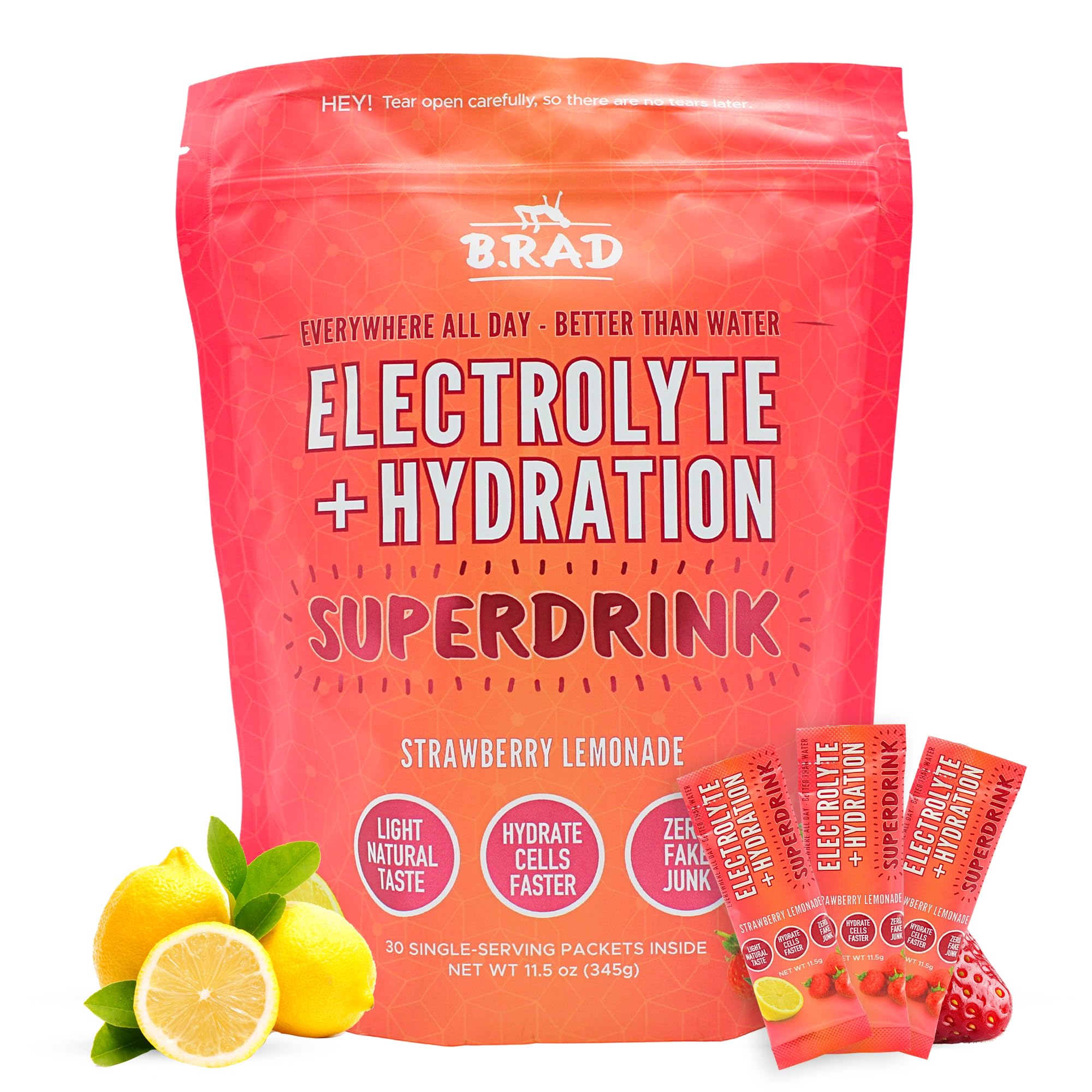 B.rad Superdrink bottle pours to show quick hydration.