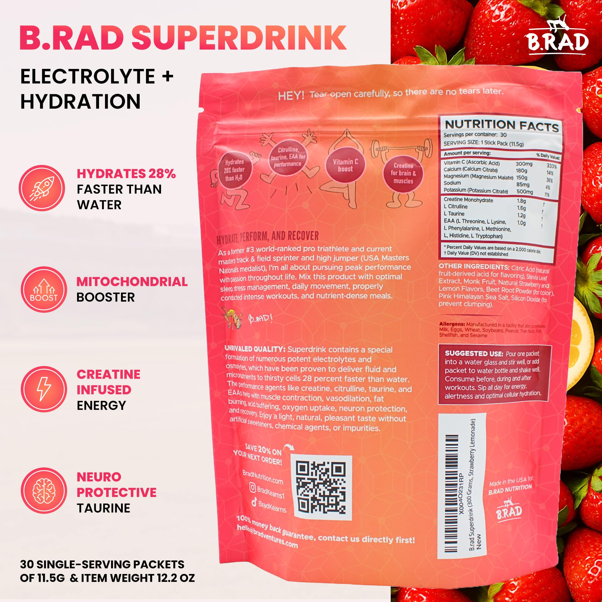 B.rad Superdrink mixed in a glass for refreshing hydration.