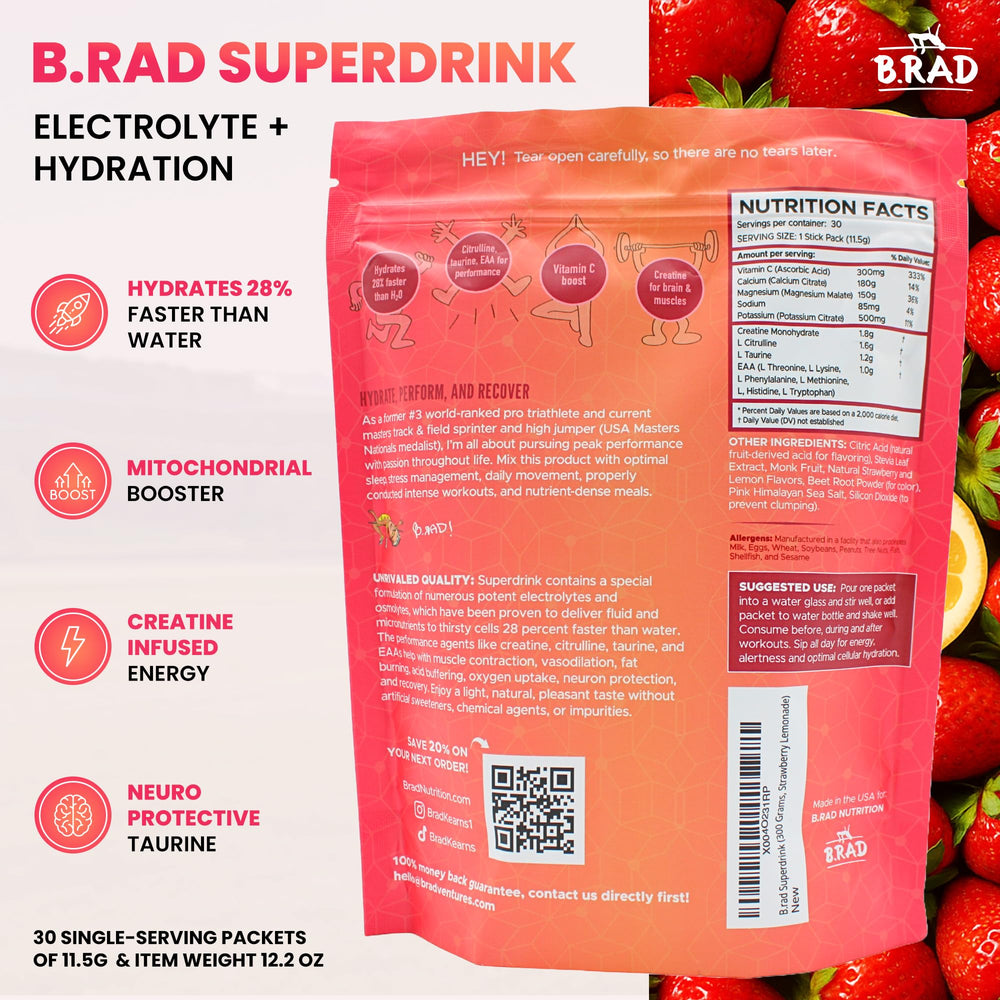 B.rad Superdrink mixed in a glass for refreshing hydration.