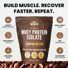 B.rad Whey Isolate blended into smoothie creates a rich chocolate flavor.