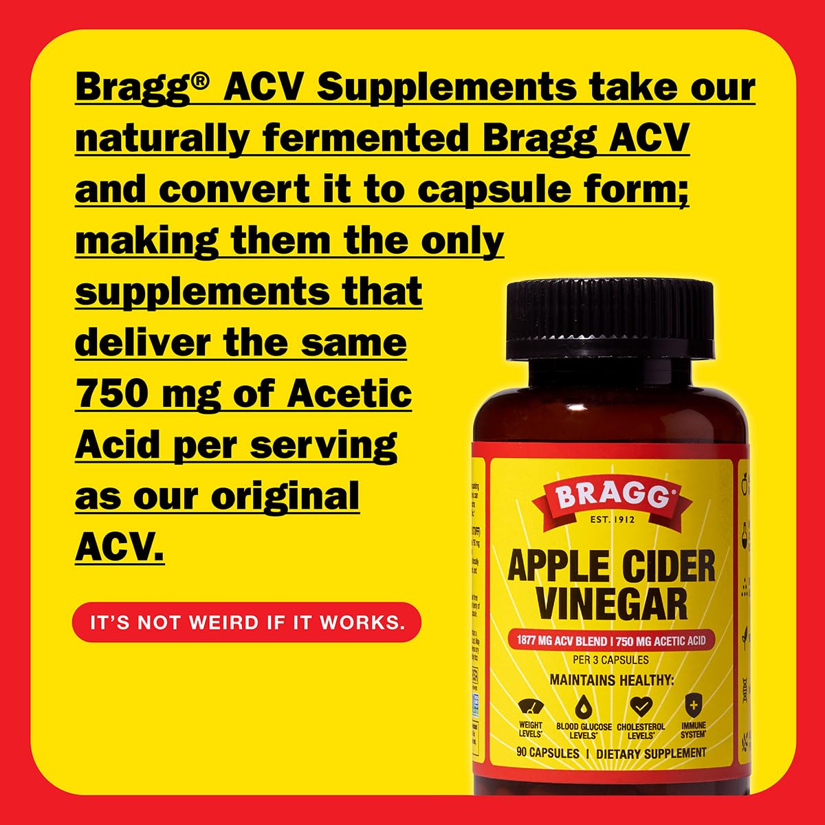 Bragg ACV Capsules label closeup highlighting ingredients and features