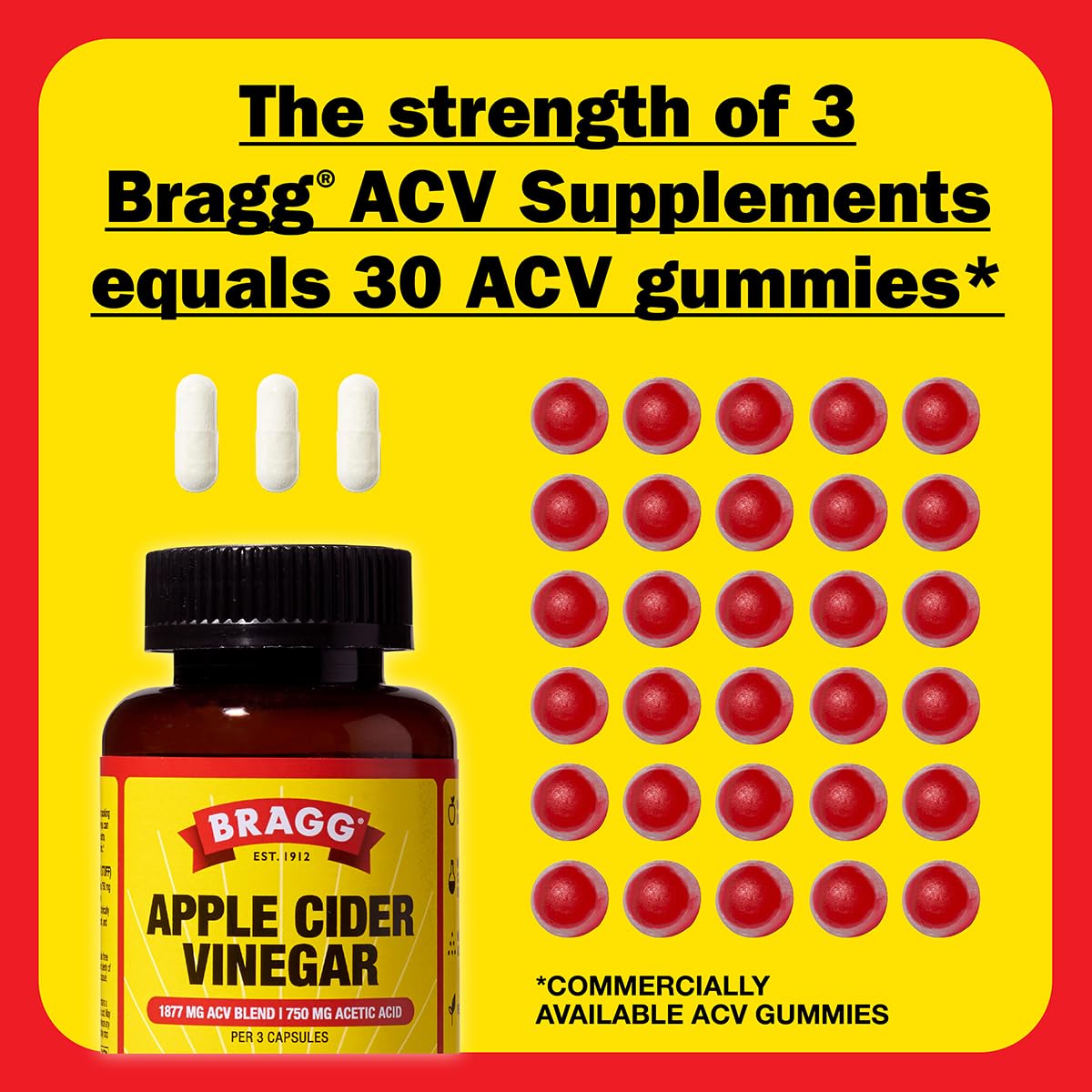 Bragg ACV Capsules pour into glass illustrating daily consumption