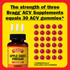 Bragg Energy ACV Capsules close-up label highlighting acetic acid content