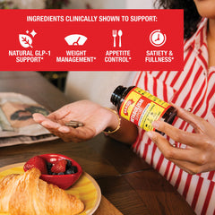 Bragg Metabolism Support capsules in hand for daily weight-management potential