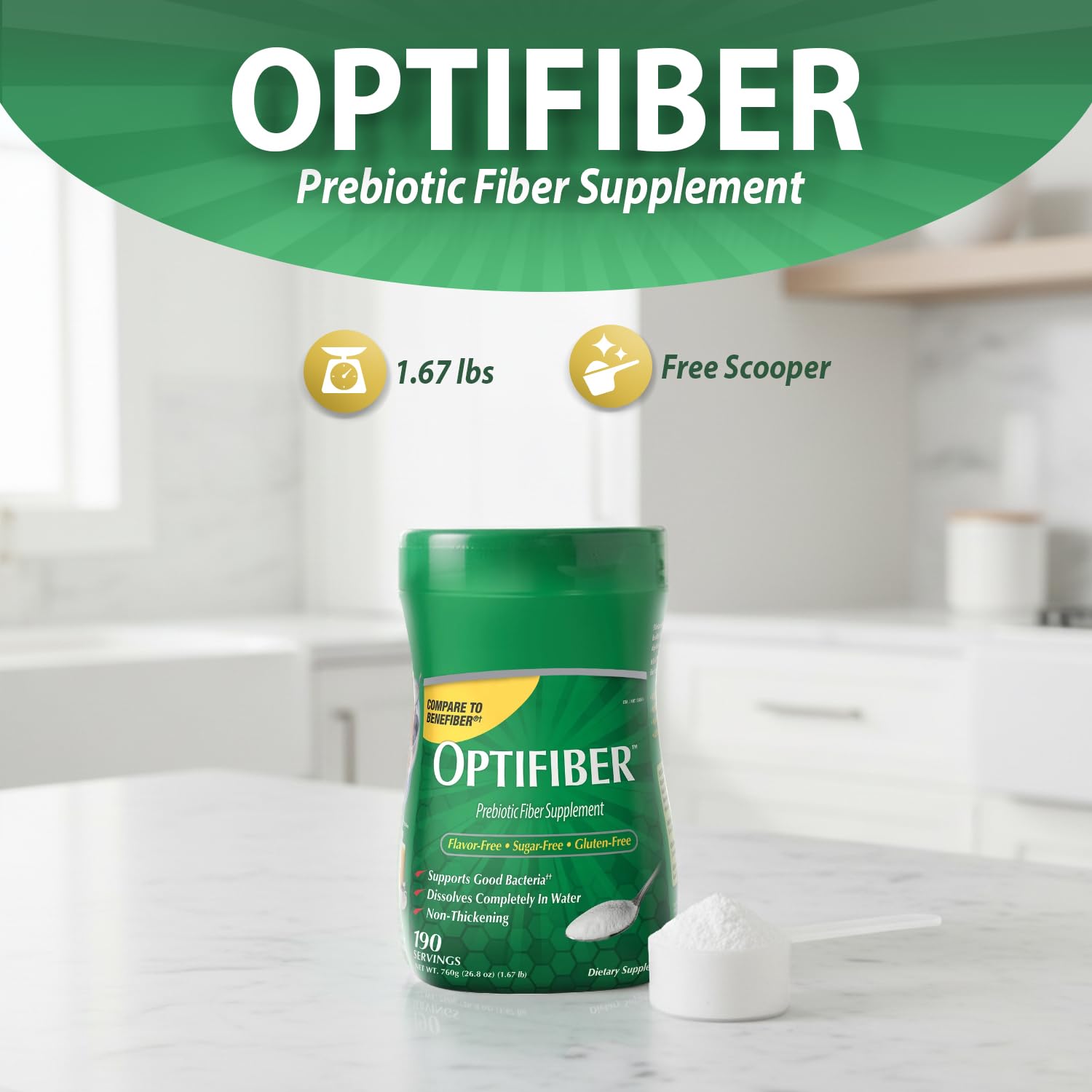 Braidz OptiFiber unflavored powder, dissolves easily in drinks without altering taste.