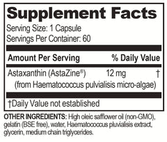Brain Bean astaxanthin softgels close-up in bottle, highlighting golden oil for eye health.