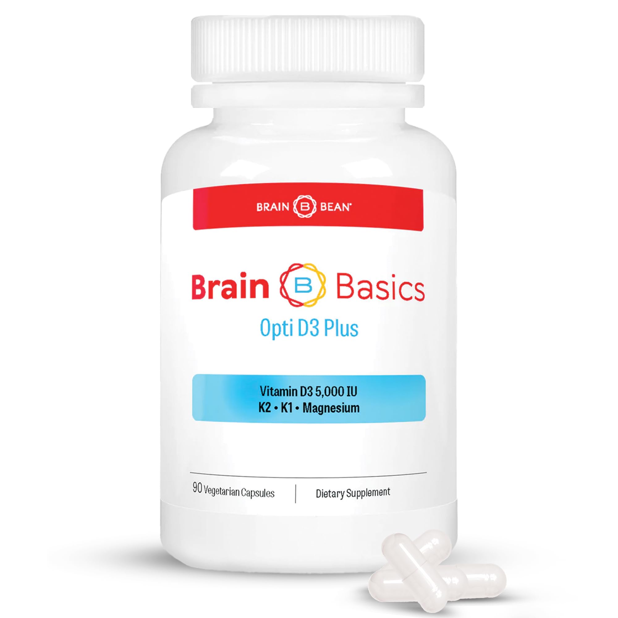 Brain Bean Brain Basic Opti D3 Plus bottle with capsules for daily support