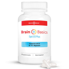 Brain Bean Brain Basic Opti D3 Plus bottle with capsules for daily support