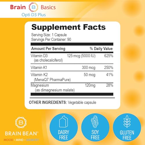 Brain Bean Opti D3 Plus dosage details for daily intake