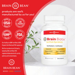 Brain Bean Brain Biotix FibreGum prebiotic feature emphasizes organic support