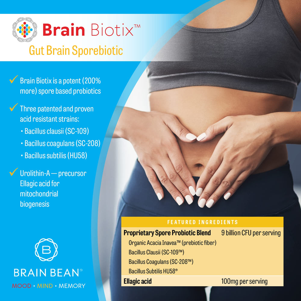 Brain Bean Brain Biotix ingredient-list highlights three probiotic strains for gut balance