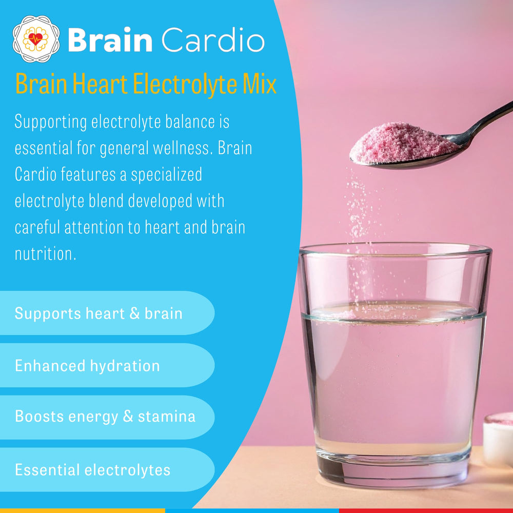 Brain Bean Brain Cardio Electrolyte Mix glass with liquid for easy daily hydration