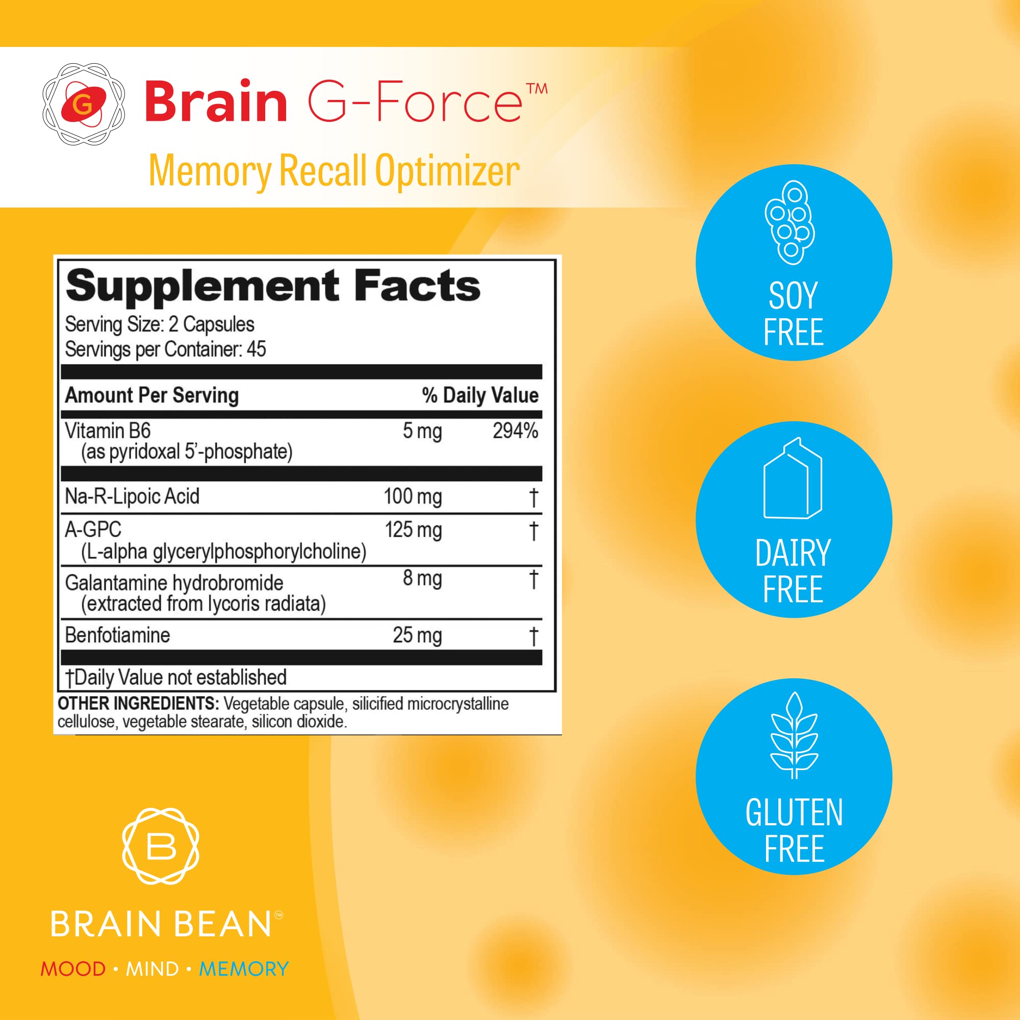 Brain G-Force capsules closeup emphasizing compact capsules for easy daily focus