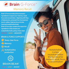 Brain G-Force label closeup highlighting galantamine and A-GPC ingredients