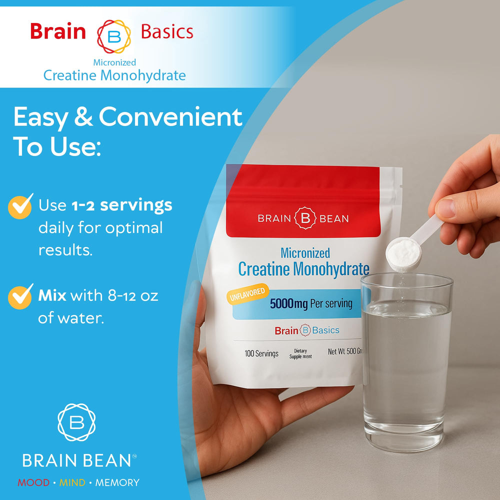 Brain Bean creatine near Made in USA badge signals quality