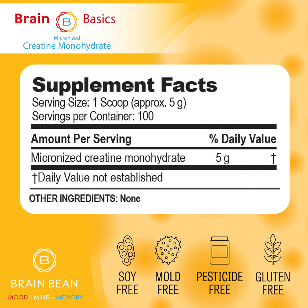 Brain Bean creatine powder mixing in water for clean energy