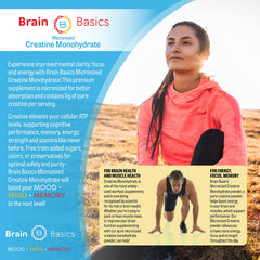 Brain Bean unflavored creatine powder close-up emphasizes purity
