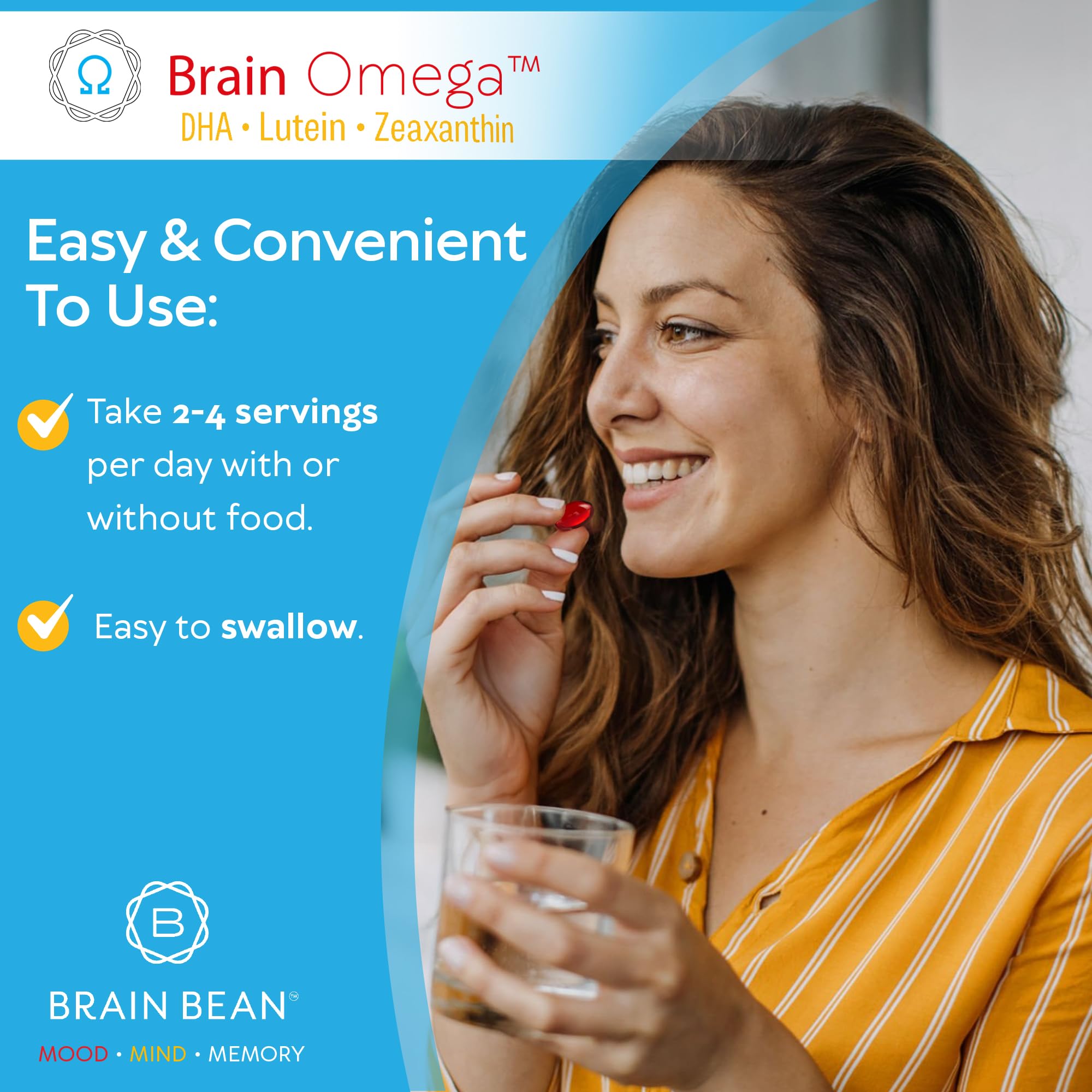 Brain Bean gluten-free dairy-free sugar-free supplement for clean daily use.