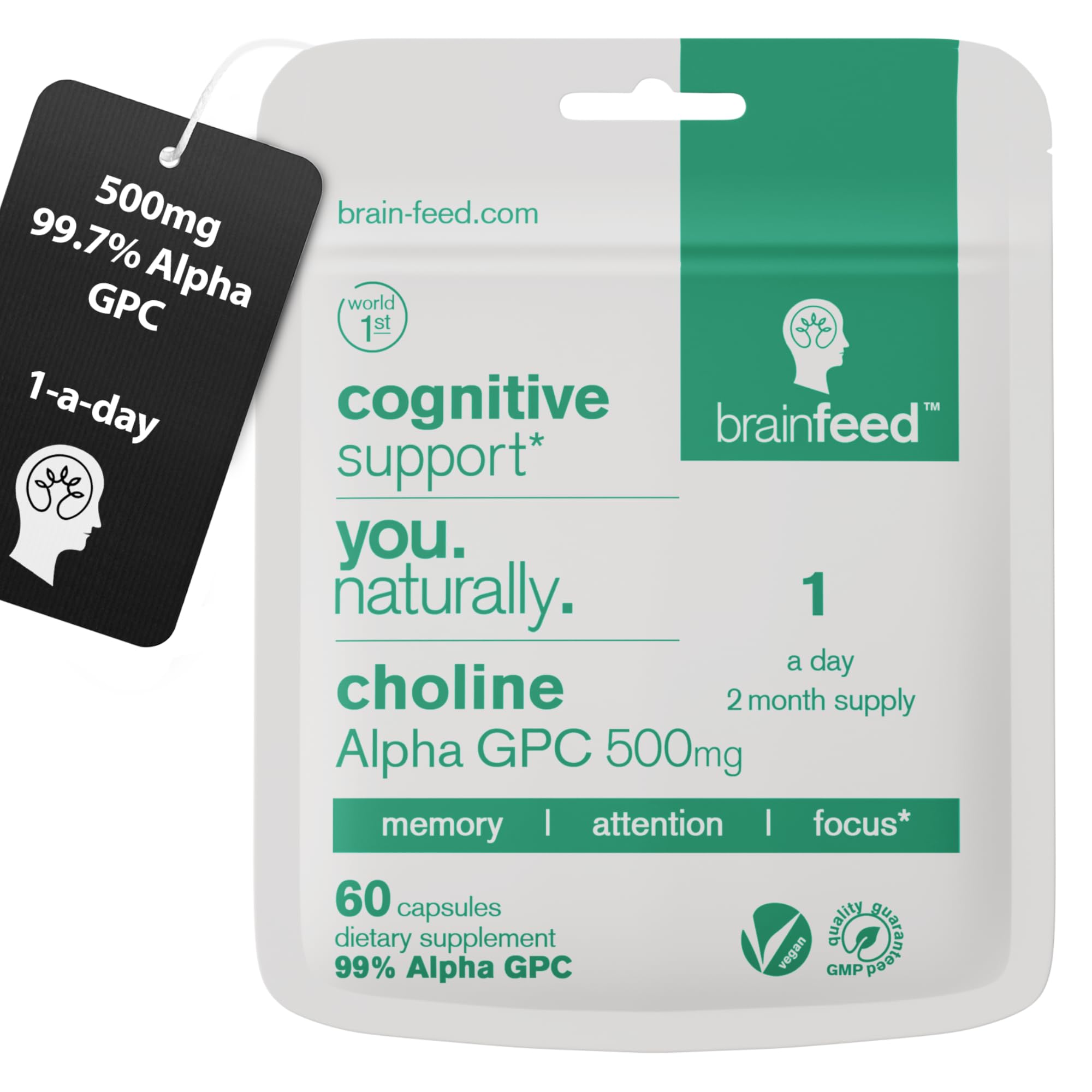 Brain Feed Acetylcholine supplement capsule front view for daily focus.