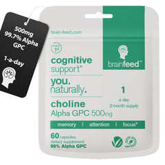 Brain Feed Acetylcholine supplement capsule front view for daily focus.