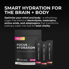 Pour BrainTree Focus + Hydration into water for a refreshing drink.
