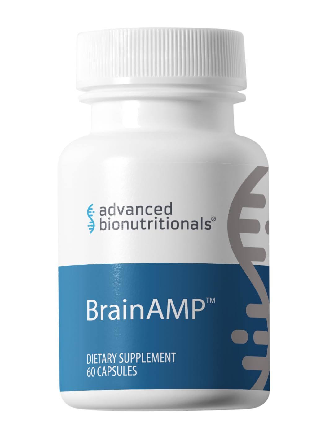 BrainAMP bottle and capsules on a clean desk for focused work