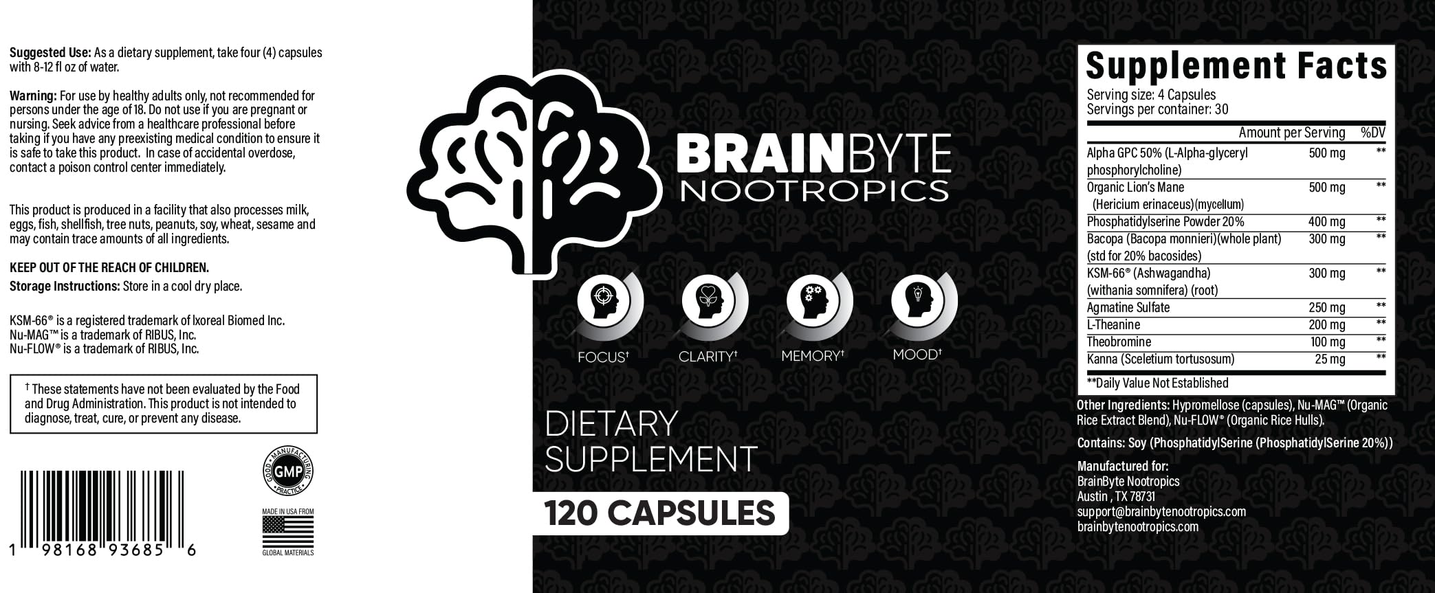 BrainByte All-in-One jar close-up highlighting powder texture.