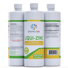 BrainChild LiquiZinc bottle with lemon-lime flavor supporting immune health and daily wellness