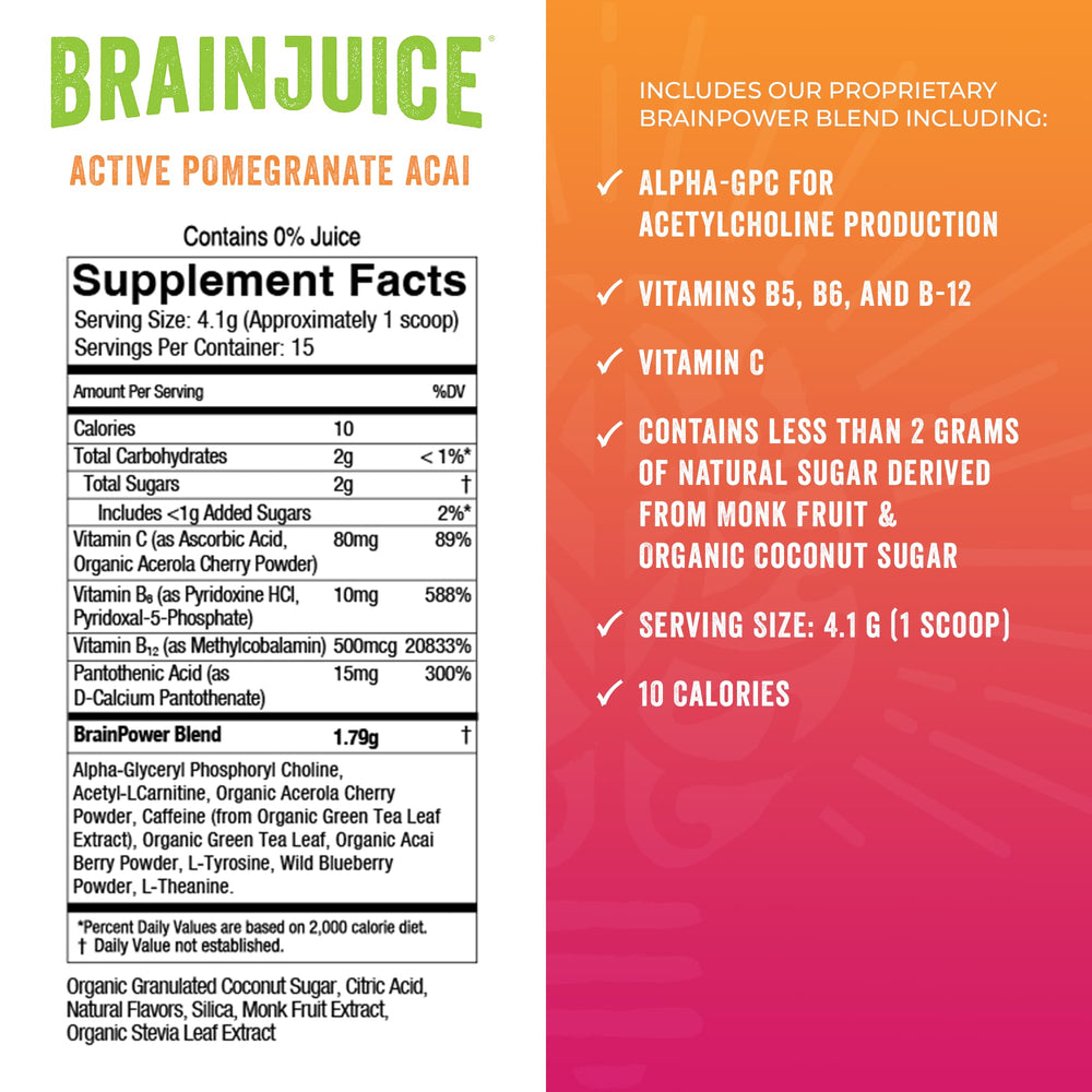 BrainJuice Active Green Tea caffeine note signaling clean energy lift