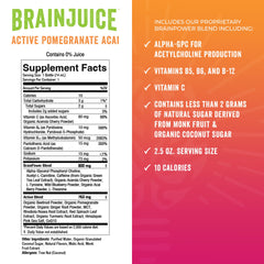 BrainJuice Active Shot Ingredients Alpha GPC and L-Theanine for clarity