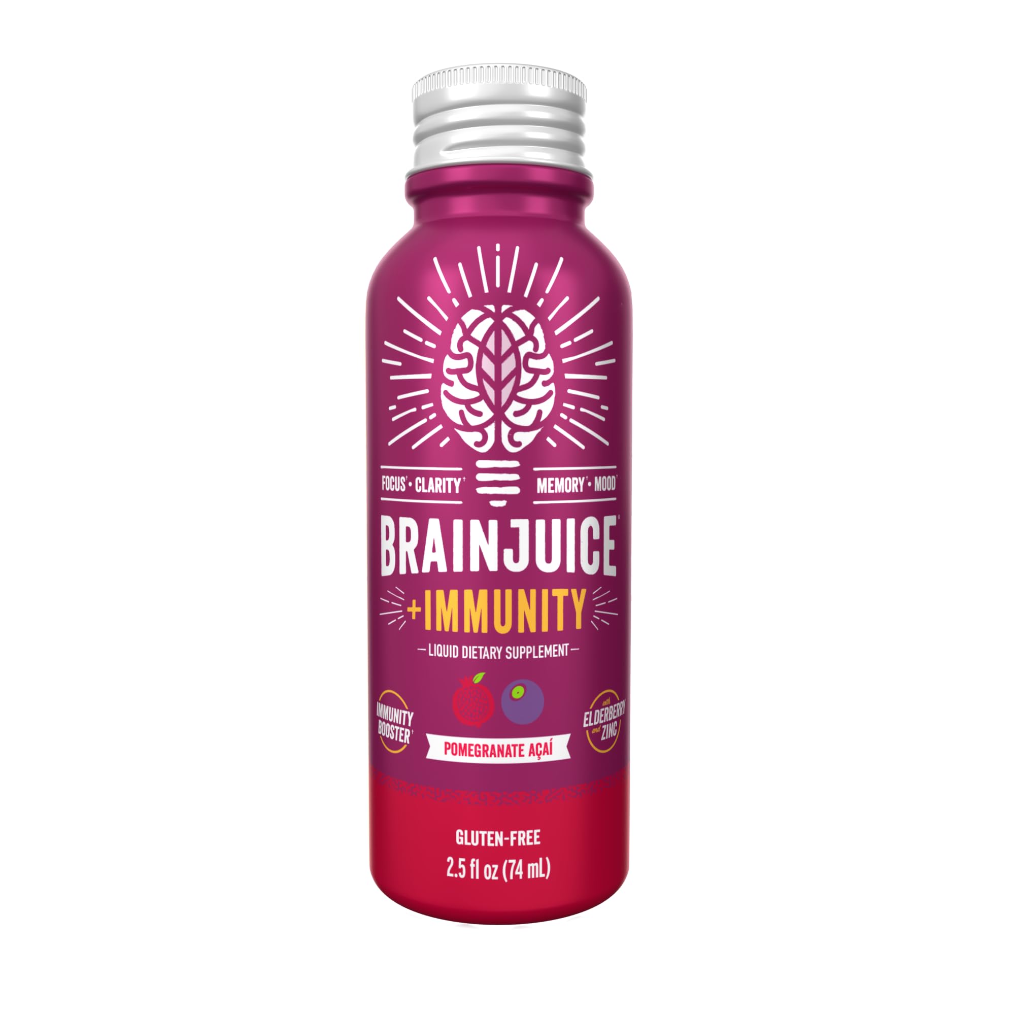BrainJuice Aluminum packaging signals recyclable sustainable design.