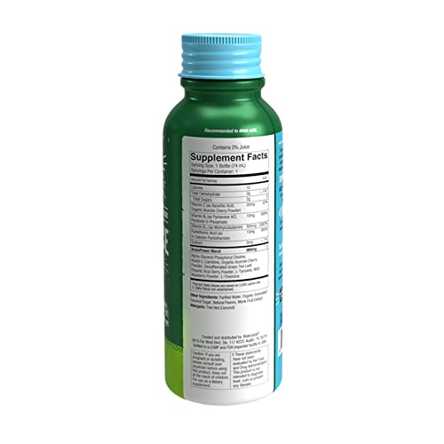 BrainJuice Decaf Brain Shot label highlights safe, vegan ingredients.