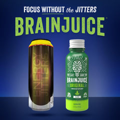 BrainJuice pour-ready shot, glass shows ready-to-consume convenience.