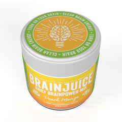 BrainJuice morning ritual with glass and powder scoop