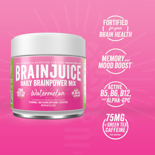 BrainJuice Watermelon powder scoop for precise dosing and steady focus
