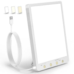 Brand Set 10,000 Lux lamp on a home office desk boosts daytime alertness