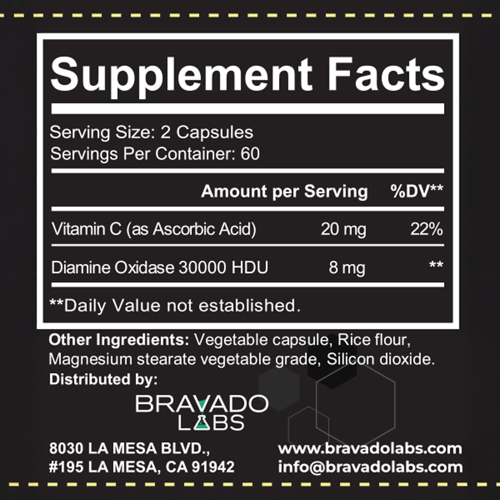Bravado Labs DAO capsules ready to take before meals.