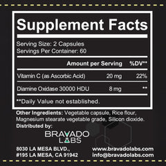 Bravado Labs DAO capsules ready to take before meals.