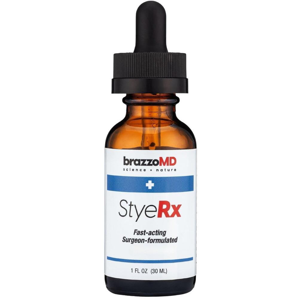 brazmedics brazzoMD Stye Relief bottle closeup for gentle eye care.