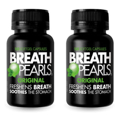 Breath Pearls Original bottle with peppermint and parsley formula for long-lasting fresh breath.